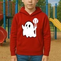 Ghost Forkball Baseball Pitch Fork Ball K Strikeout Kids Hoodie thumb 2