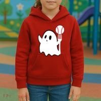Ghost Forkball Baseball Pitch Fork Ball K Strikeout Kids Hoodie thumb 3