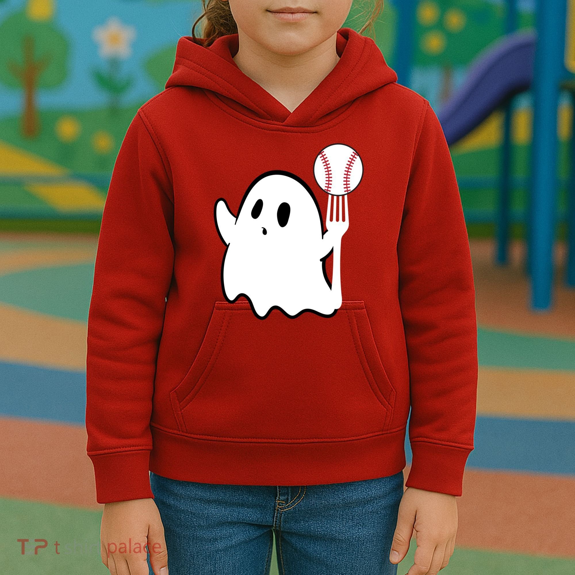 Ghost Forkball Baseball Pitch Fork Ball K Strikeout Kids Hoodie