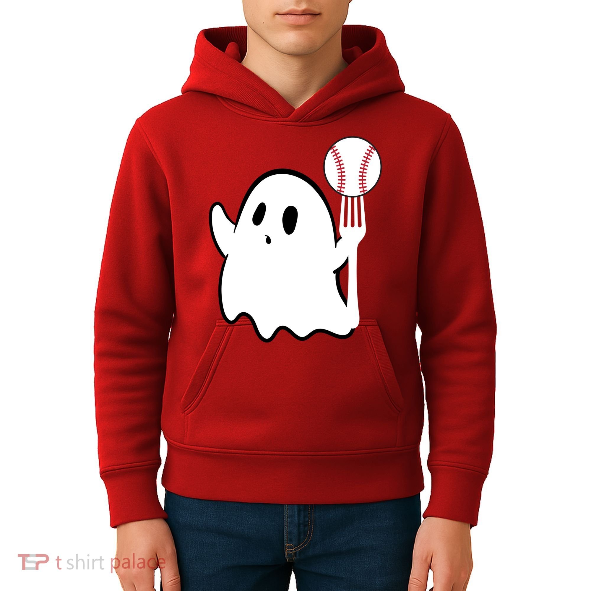 Ghost Forkball Baseball Pitch Fork Ball K Strikeout Kids Hoodie