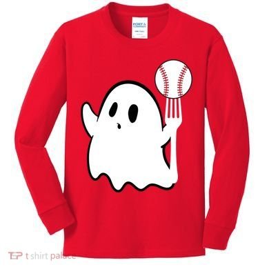 Ghost Forkball Baseball Pitch Fork Ball K Strikeout Kids Long Sleeve Shirt