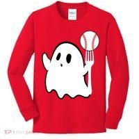 Ghost Forkball Baseball Pitch Fork Ball K Strikeout Kids Long Sleeve Shirt thumb 0