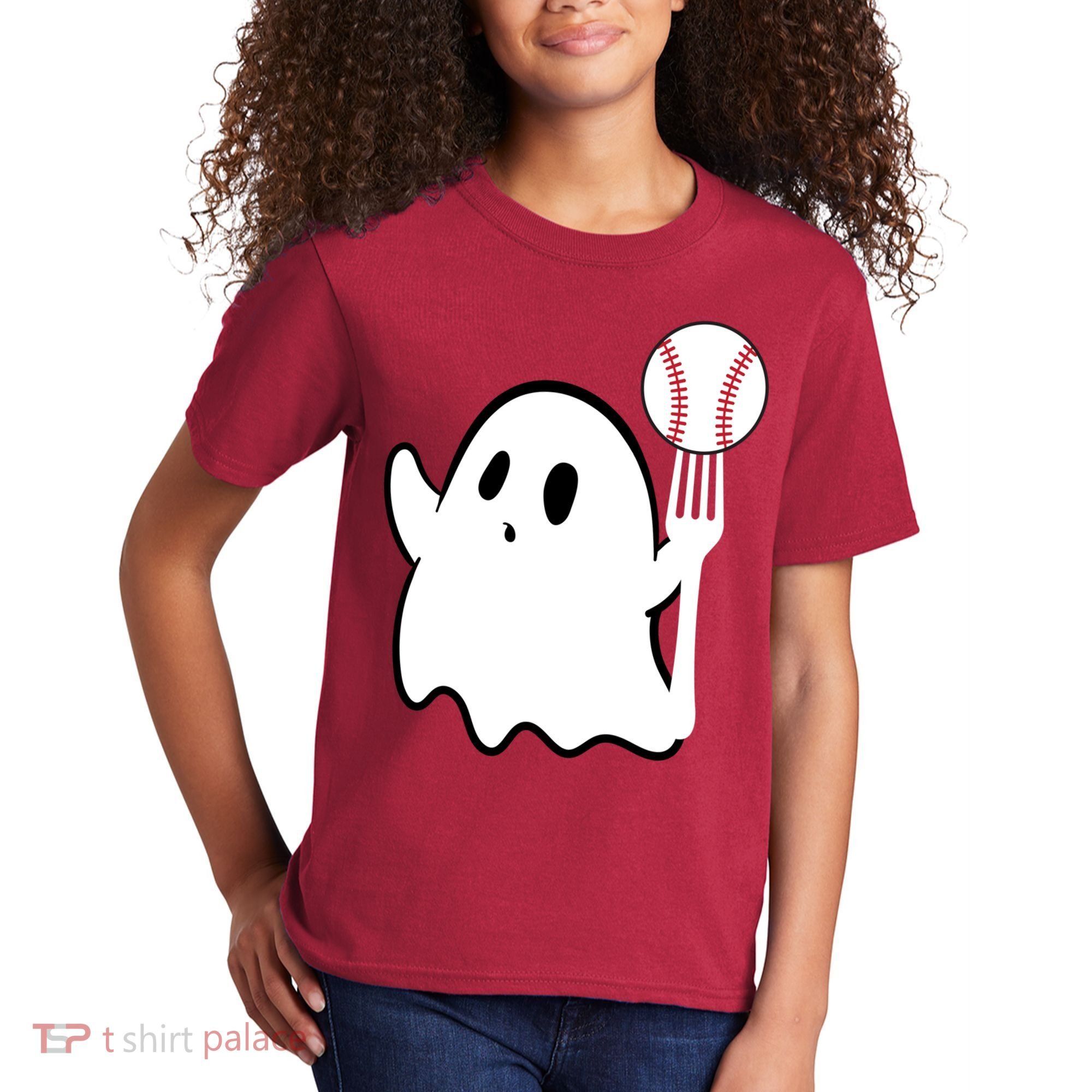 Ghost Forkball Baseball Pitch Fork Ball K Strikeout Kids T-Shirt