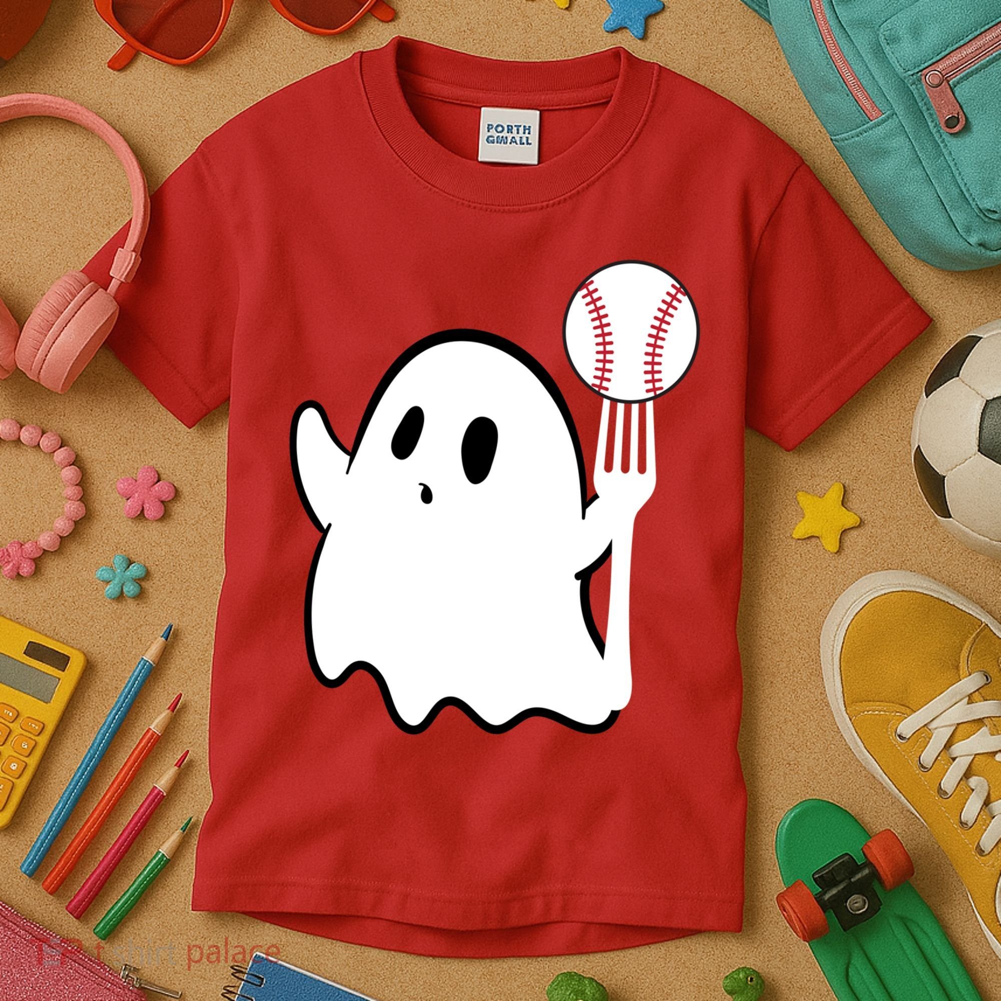 Ghost Forkball Baseball Pitch Fork Ball K Strikeout Kids T-Shirt