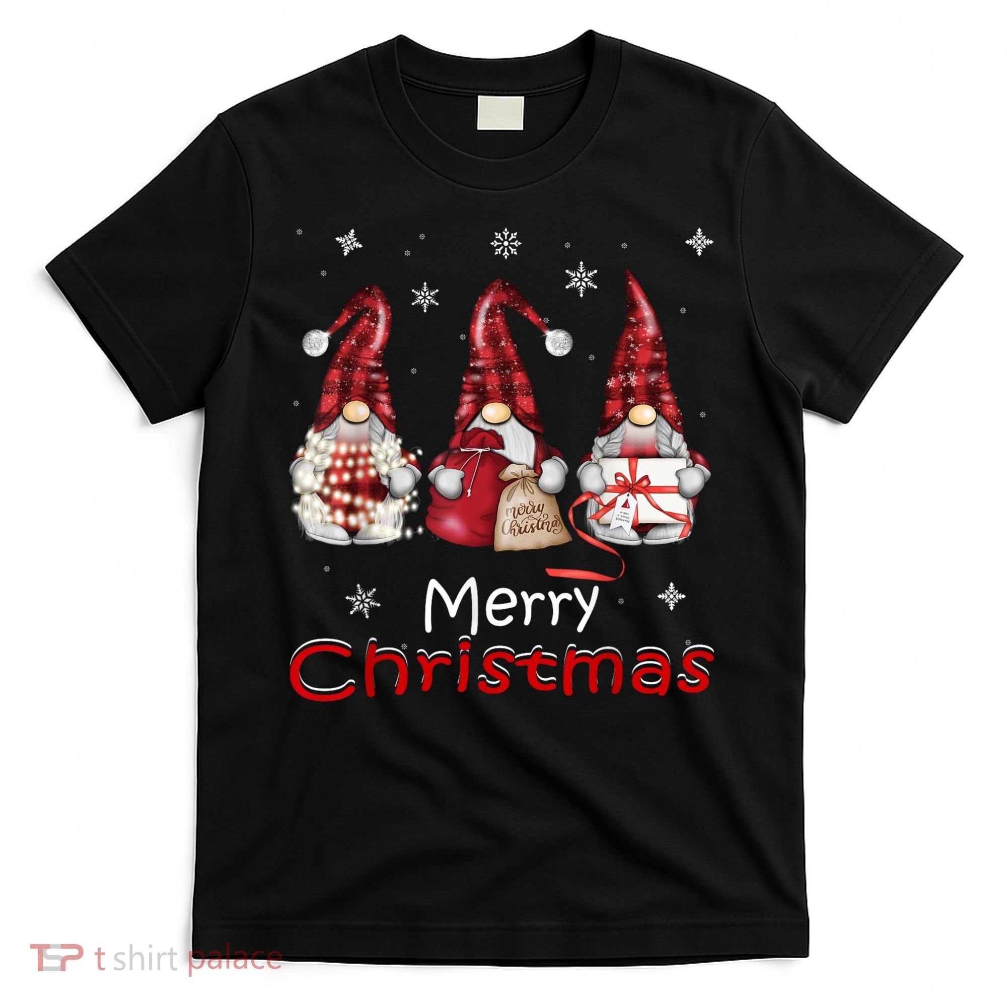 Gnome Family Christmas For Women Buffalo Plaid T-Shirt