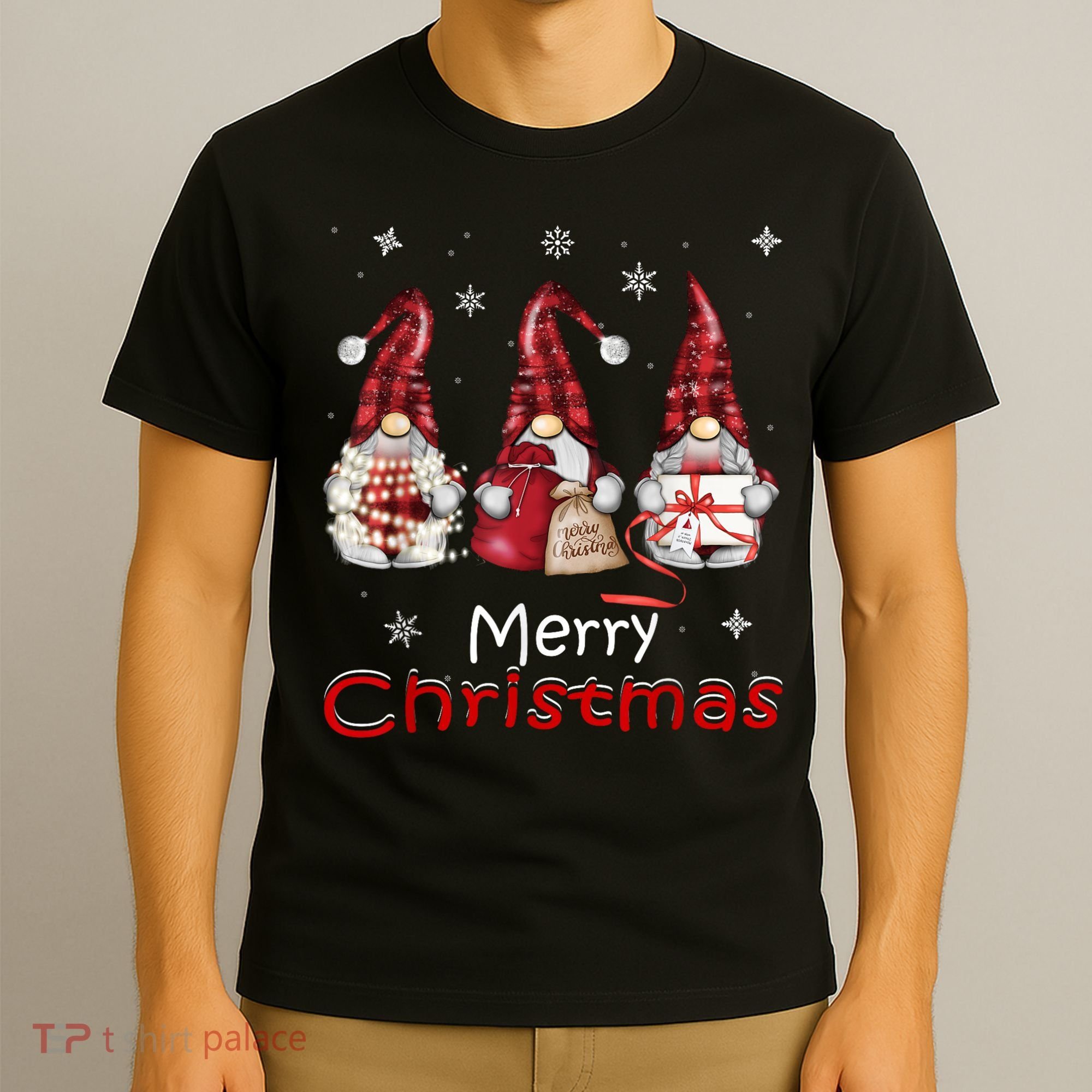 Gnome Family Christmas For Women Buffalo Plaid T-Shirt