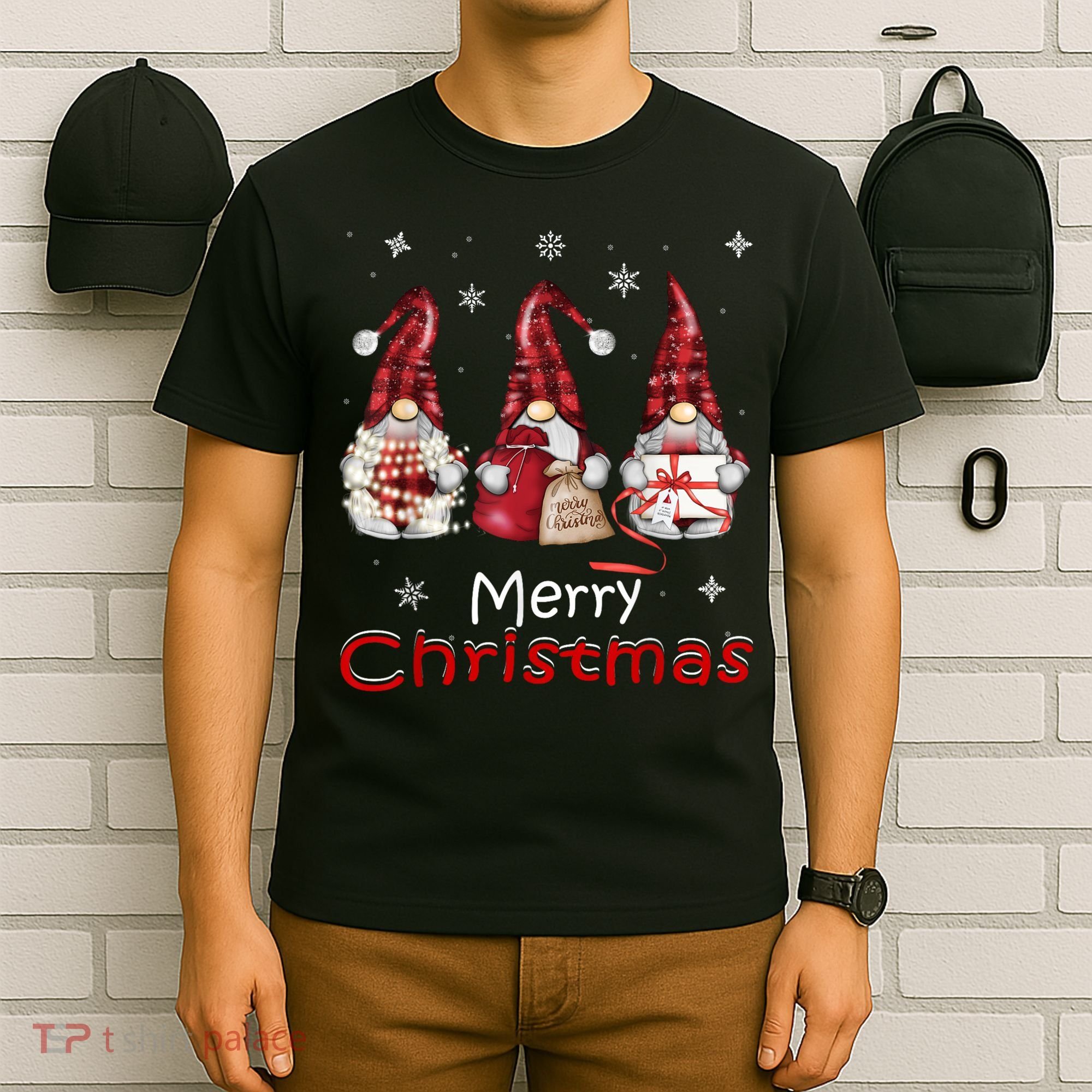 Gnome Family Christmas For Women Buffalo Plaid T-Shirt