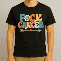 Groovy Fuck Cancer I Hate Cancer Breast Cancer Awareness T-Shirt thumb 3
