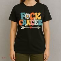 Groovy Fuck Cancer I Hate Cancer Breast Cancer Awareness T-Shirt thumb 4