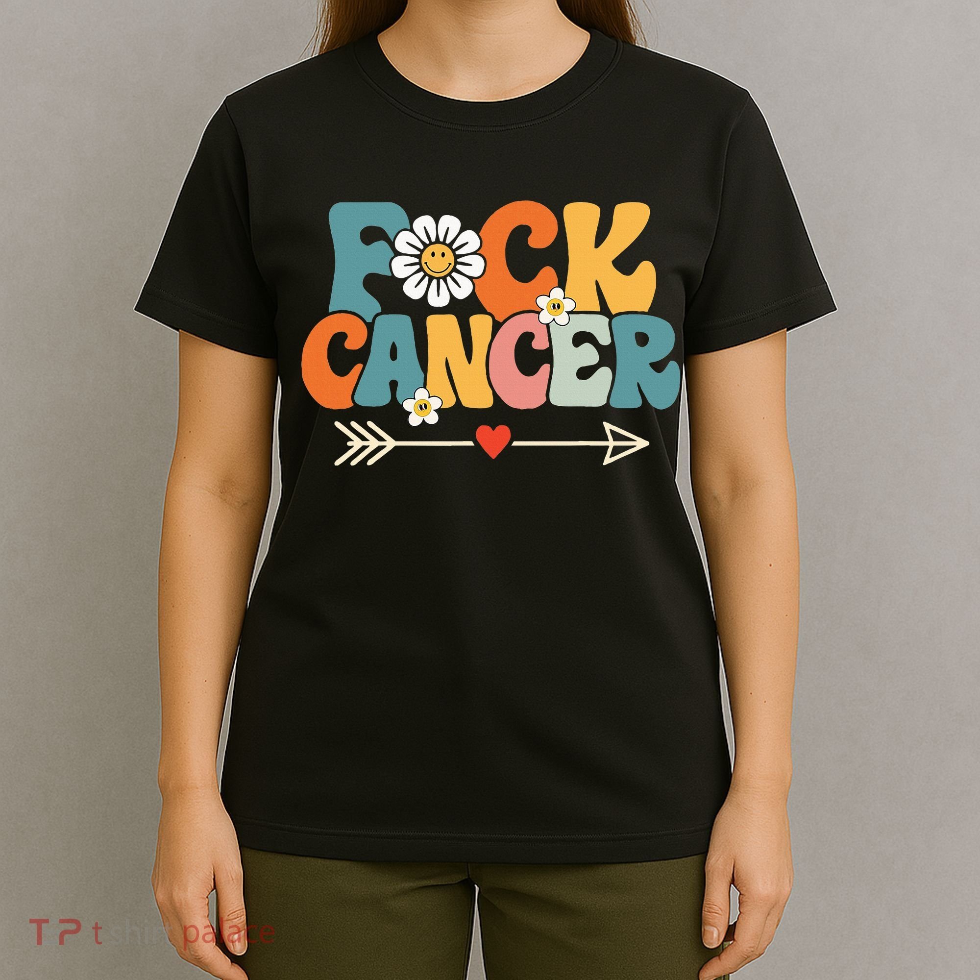 Groovy Fuck Cancer I Hate Cancer Breast Cancer Awareness T-Shirt