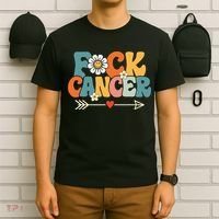 Groovy Fuck Cancer I Hate Cancer Breast Cancer Awareness T-Shirt thumb 6