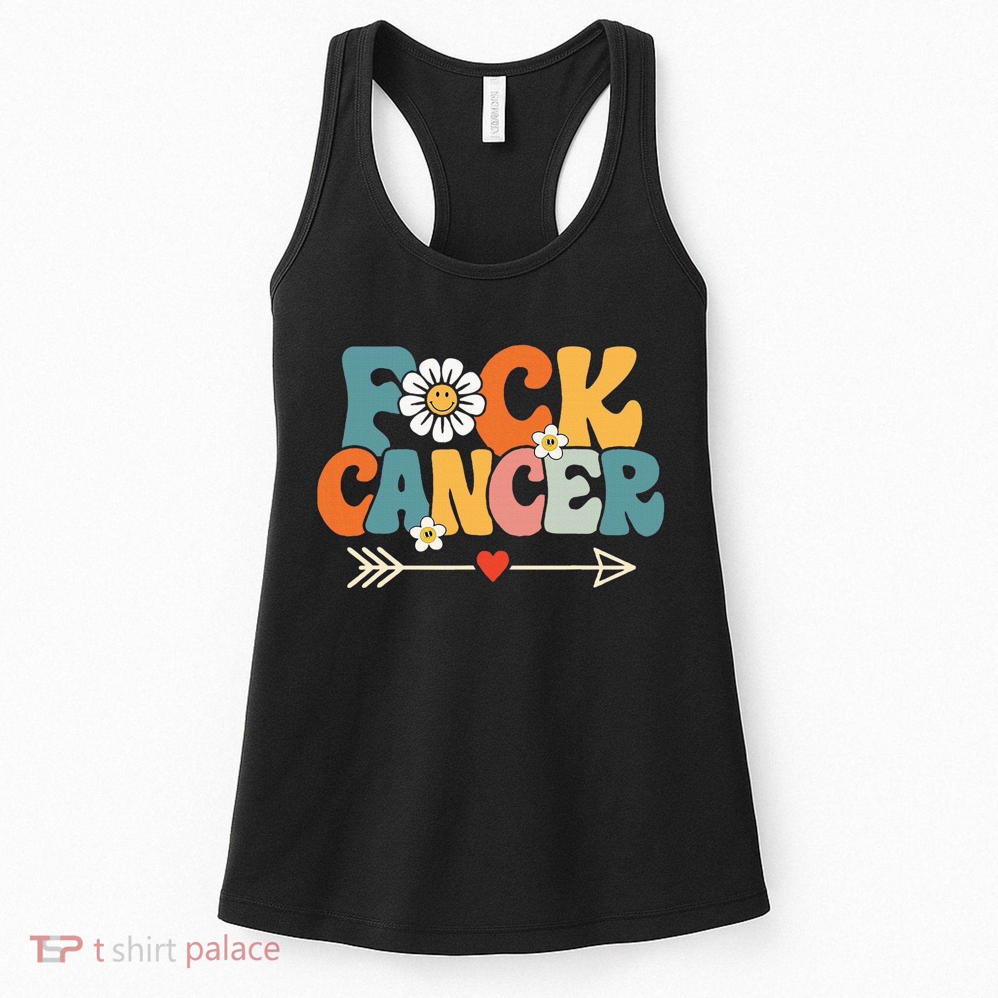 Groovy Fuck Cancer I Hate Cancer Breast Cancer Awareness Women's Tank Top