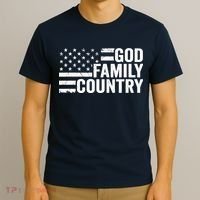 God Family Country - Patriotic Christian American Flag T-Shirt thumb 3
