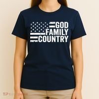 God Family Country - Patriotic Christian American Flag T-Shirt thumb 4