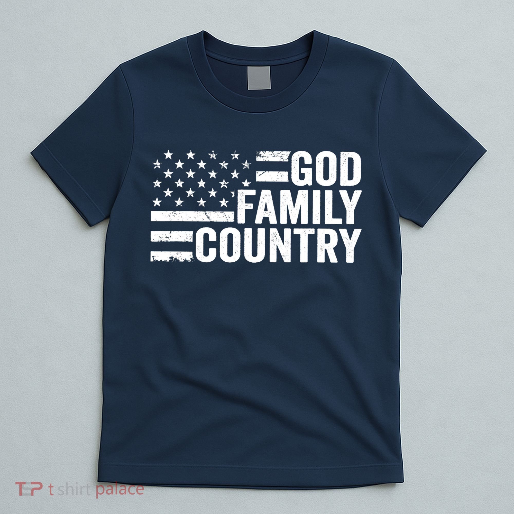 God Family Country - Patriotic Christian American Flag T-Shirt