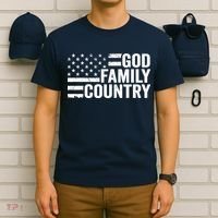 God Family Country - Patriotic Christian American Flag T-Shirt thumb 6