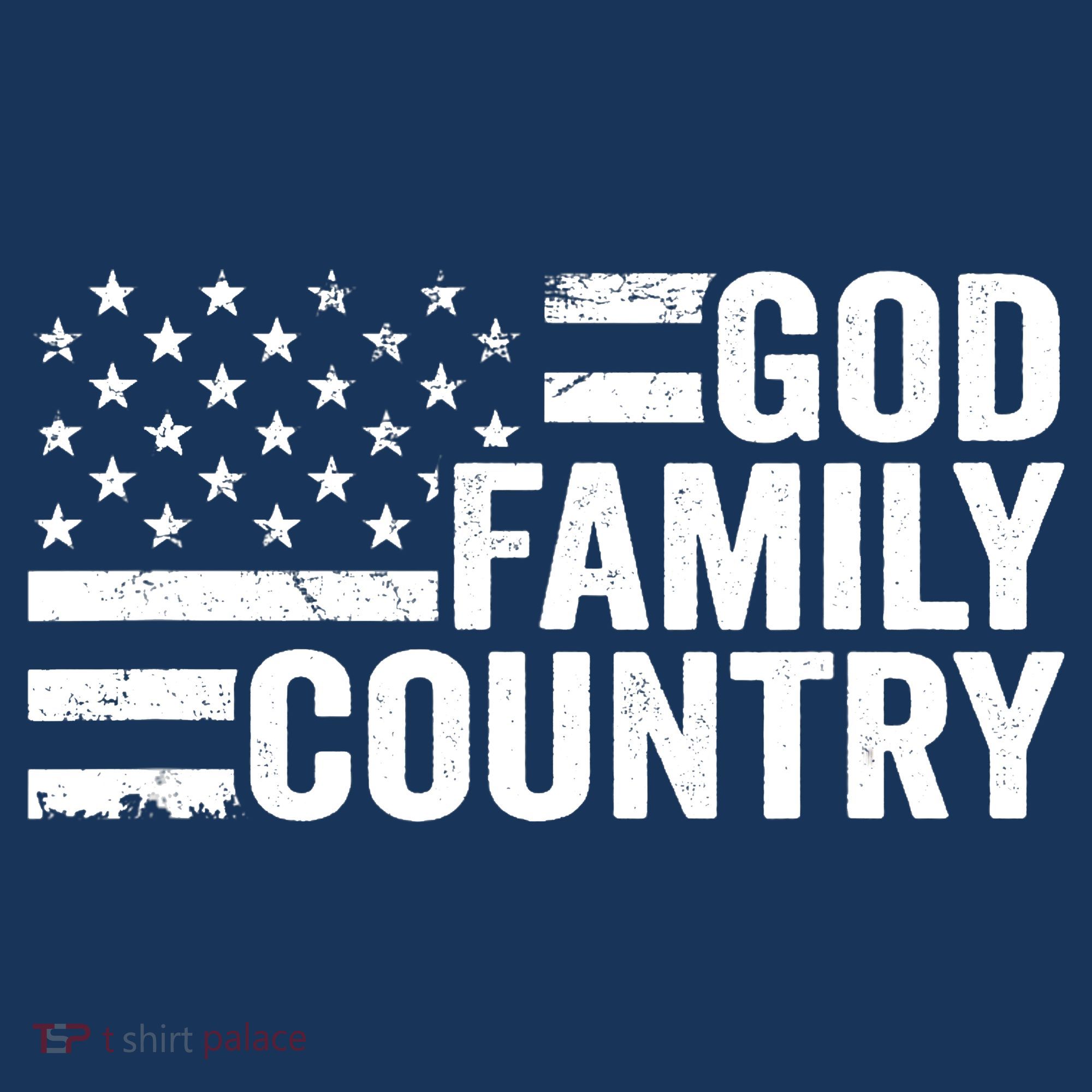God Family Country - Patriotic Christian American Flag T-Shirt
