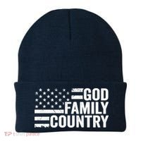 God Family Country - Patriotic Christian American Flag Beanie thumb 0