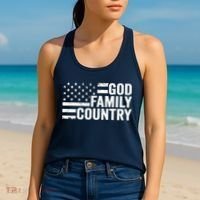 God Family Country - Patriotic Christian American Flag Women's Tank Top thumb 2
