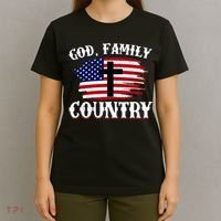 God Family Country American Flag Cross Christian Patriotic T-Shirt thumb 4