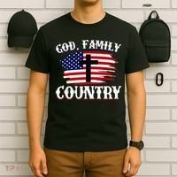 God Family Country American Flag Cross Christian Patriotic T-Shirt thumb 6