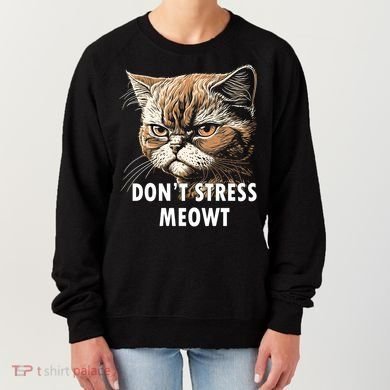 Grumpy Funny Cat Dont Stress Meowt Silly Cats Lover Gift Women's Sweatshirt