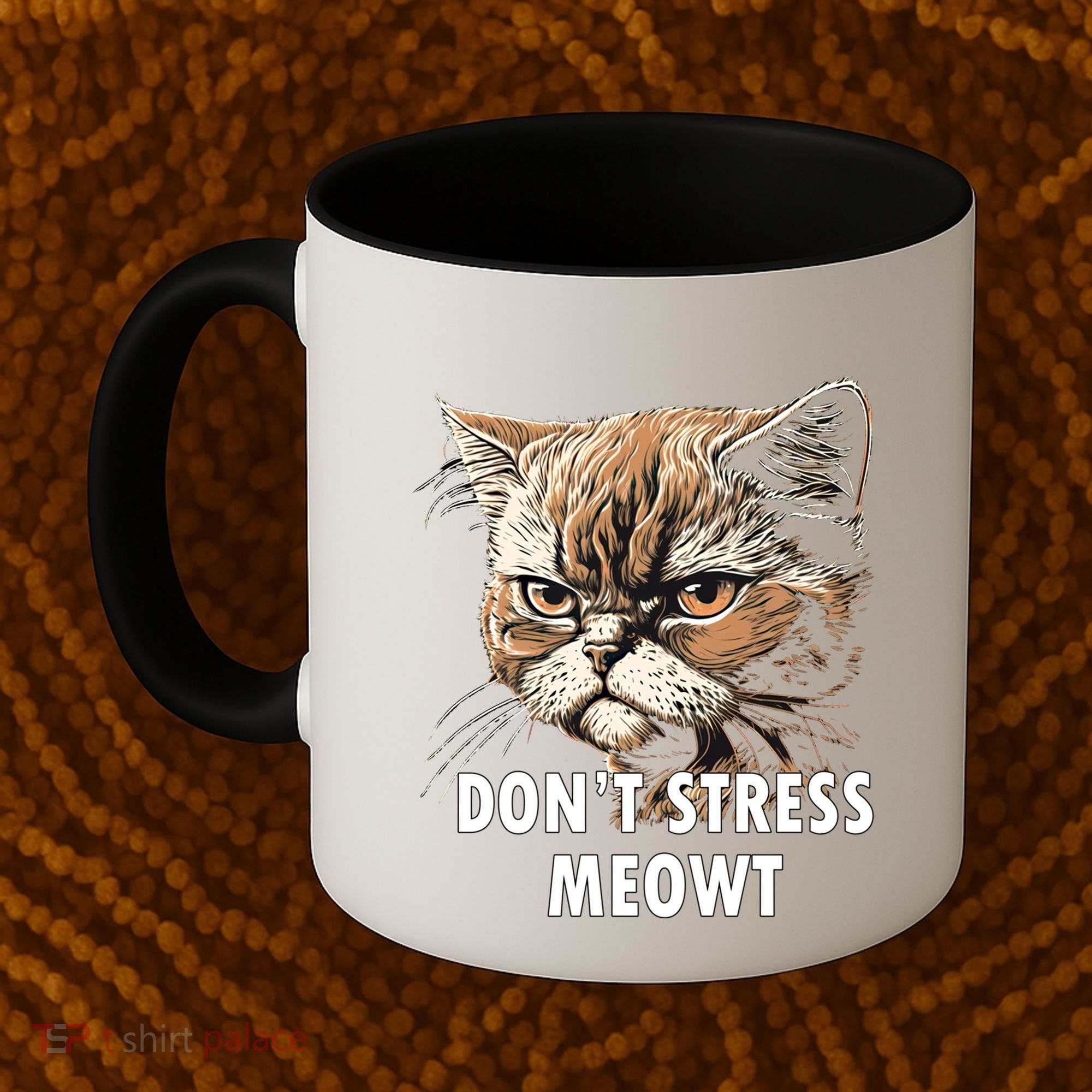 Grumpy Funny Cat Dont Stress Meowt Silly Cats Lover Gift Coffee Mug