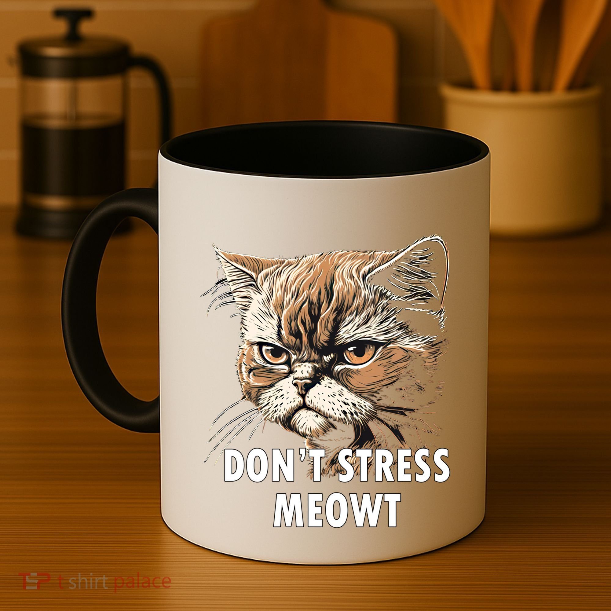 Grumpy Funny Cat Dont Stress Meowt Silly Cats Lover Gift Coffee Mug
