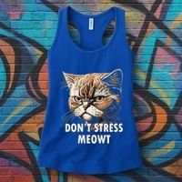 Grumpy Funny Cat Dont Stress Meowt Silly Cats Lover Gift Women's Tank Top thumb 3