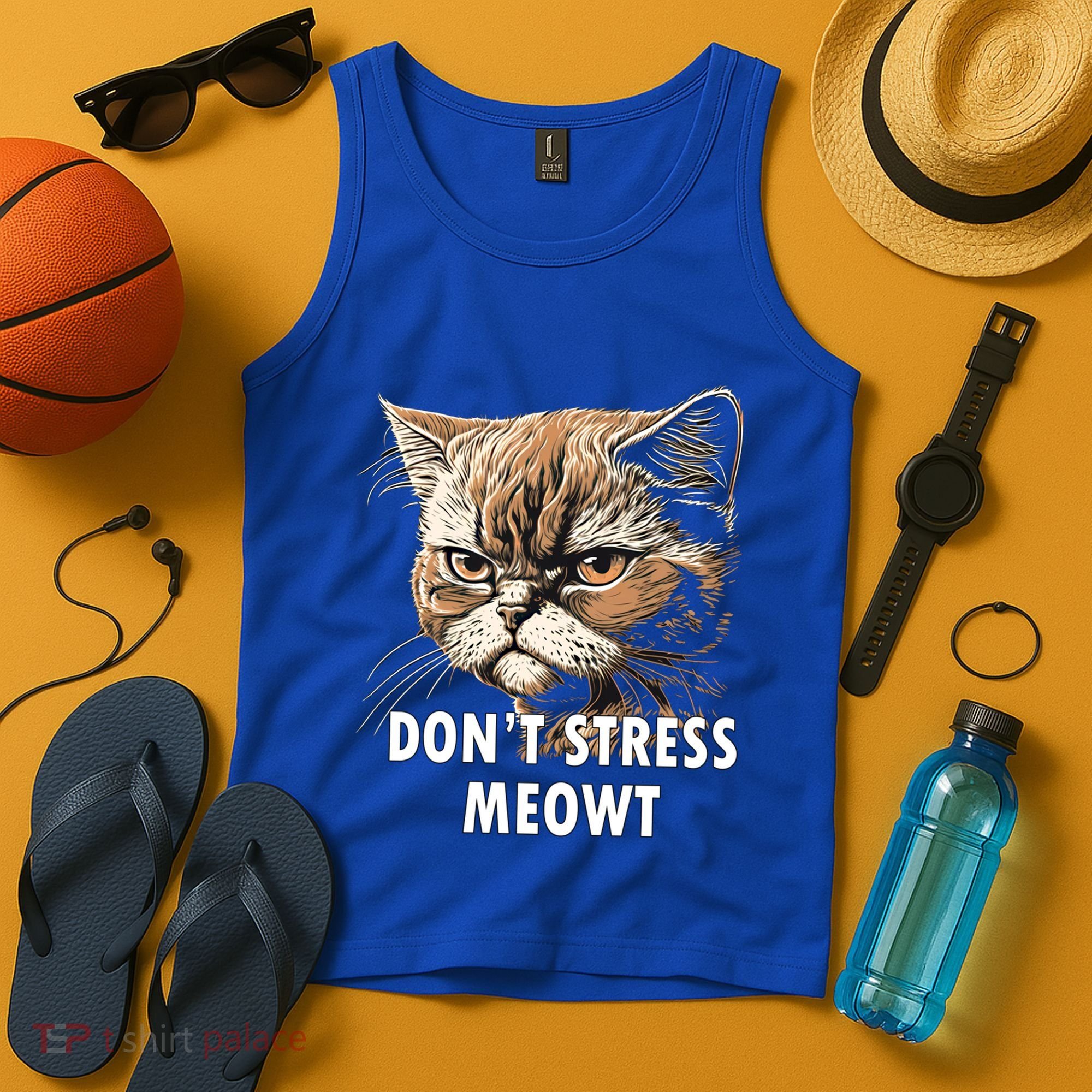 Grumpy Funny Cat Dont Stress Meowt Silly Cats Lover Gift Tank Top