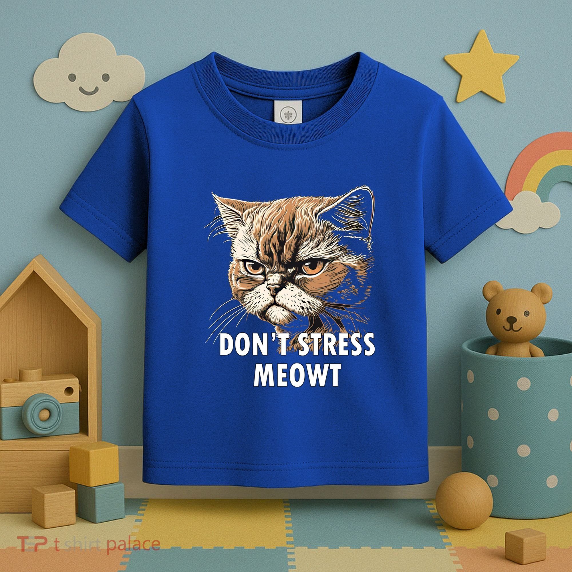 Grumpy Funny Cat Dont Stress Meowt Silly Cats Lover Gift Toddler T-Shirt