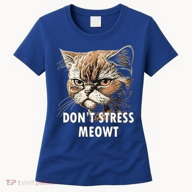 Grumpy Funny Cat Dont Stress Meowt Silly Cats Lover Gift Women's T-Shirt