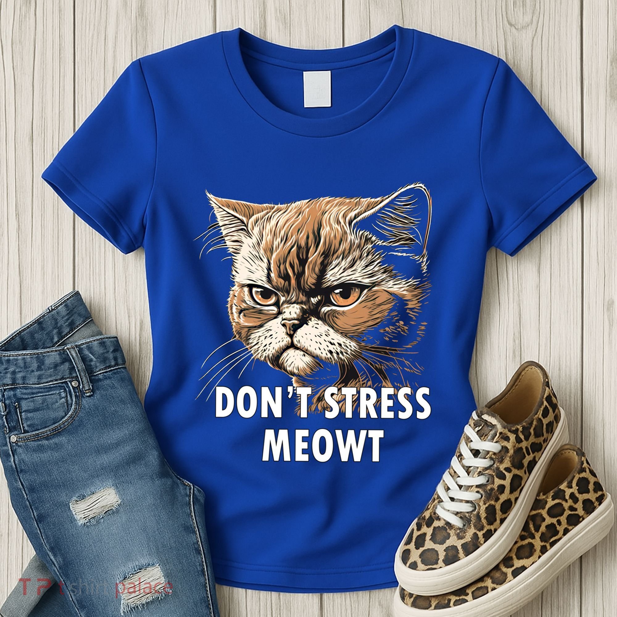 Grumpy Funny Cat Dont Stress Meowt Silly Cats Lover Gift Women's T-Shirt
