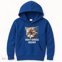 Grumpy Funny Cat Dont Stress Meowt Silly Cats Lover Gift Kids Hoodie thumb 0
