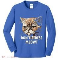 Grumpy Funny Cat Dont Stress Meowt Silly Cats Lover Gift Kids Long Sleeve Shirt thumb 0