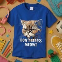 Grumpy Funny Cat Dont Stress Meowt Silly Cats Lover Gift Kids T-Shirt thumb 3