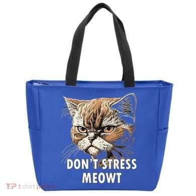 Grumpy Funny Cat Dont Stress Meowt Silly Cats Lover Gift Tote Bag