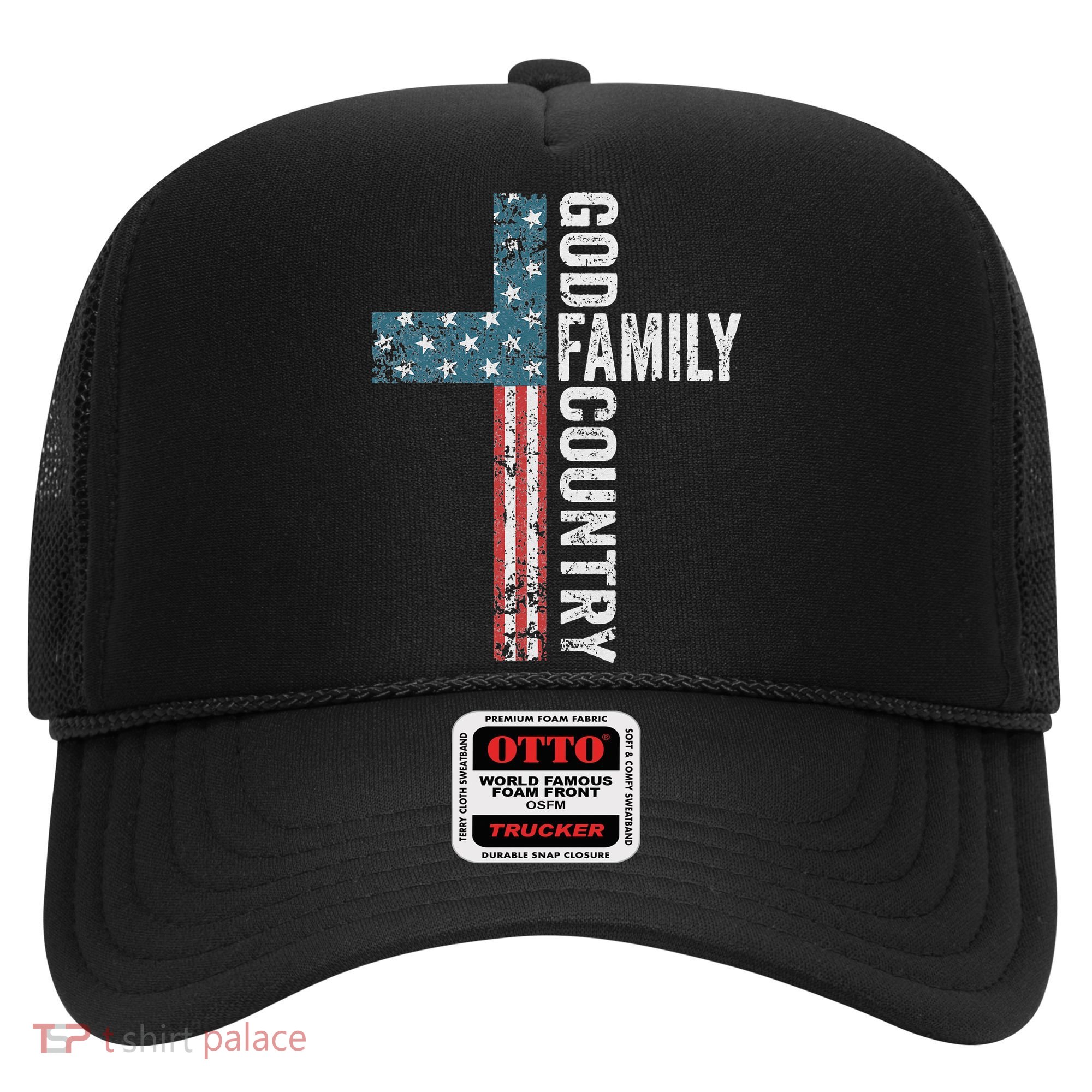 God Family Country Patriotic Freedom Christian USA Cross Hat