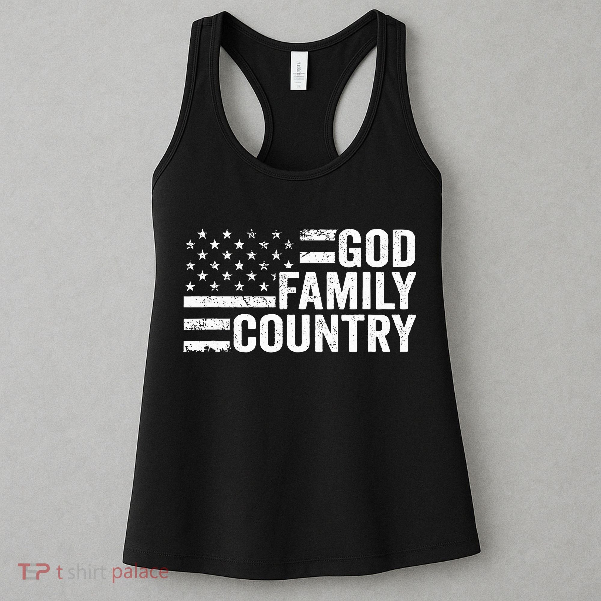 God Family Country Patriotic Christian American Flag Women's Tank Top