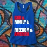 God Family Country Freedom Patriotic Holiday Great Gift Women's Tank Top thumb 3