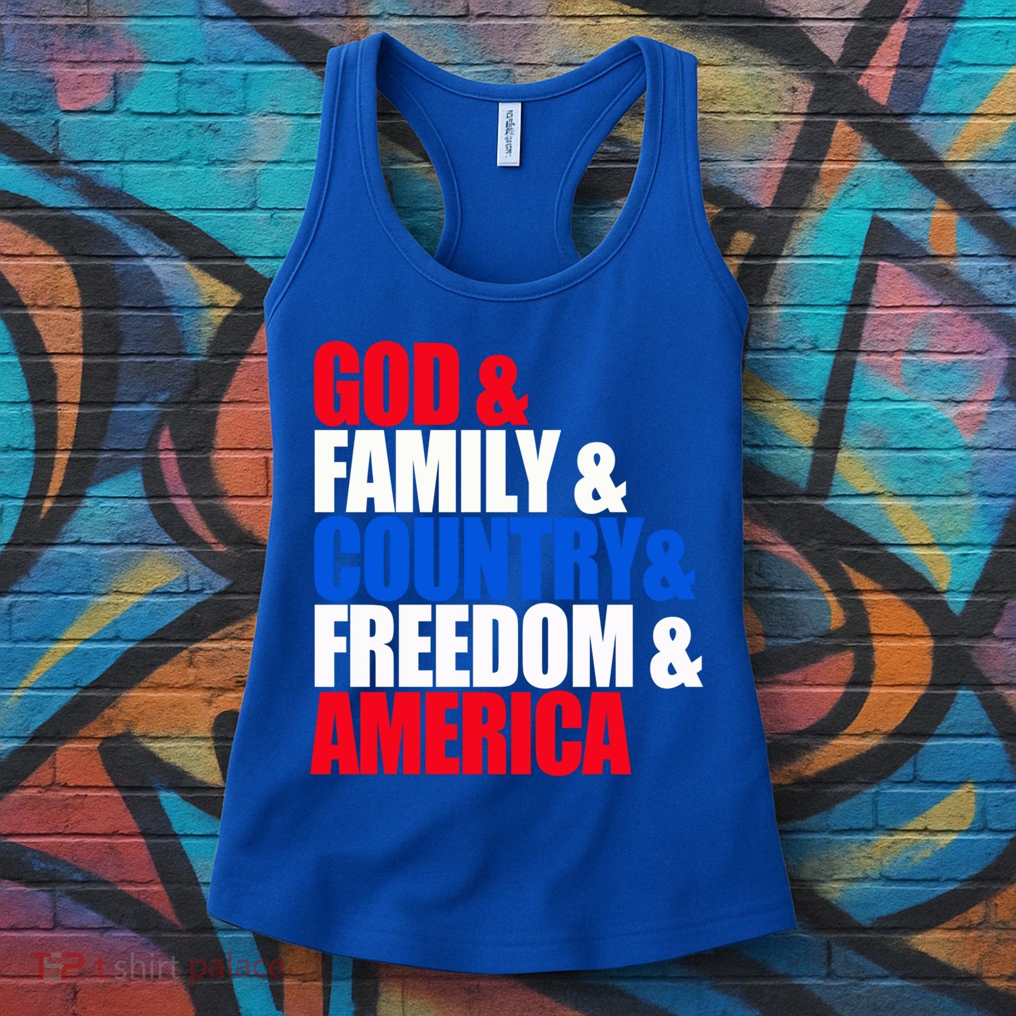 God Family Country Freedom Patriotic Holiday Great Gift Women's Tank Top
