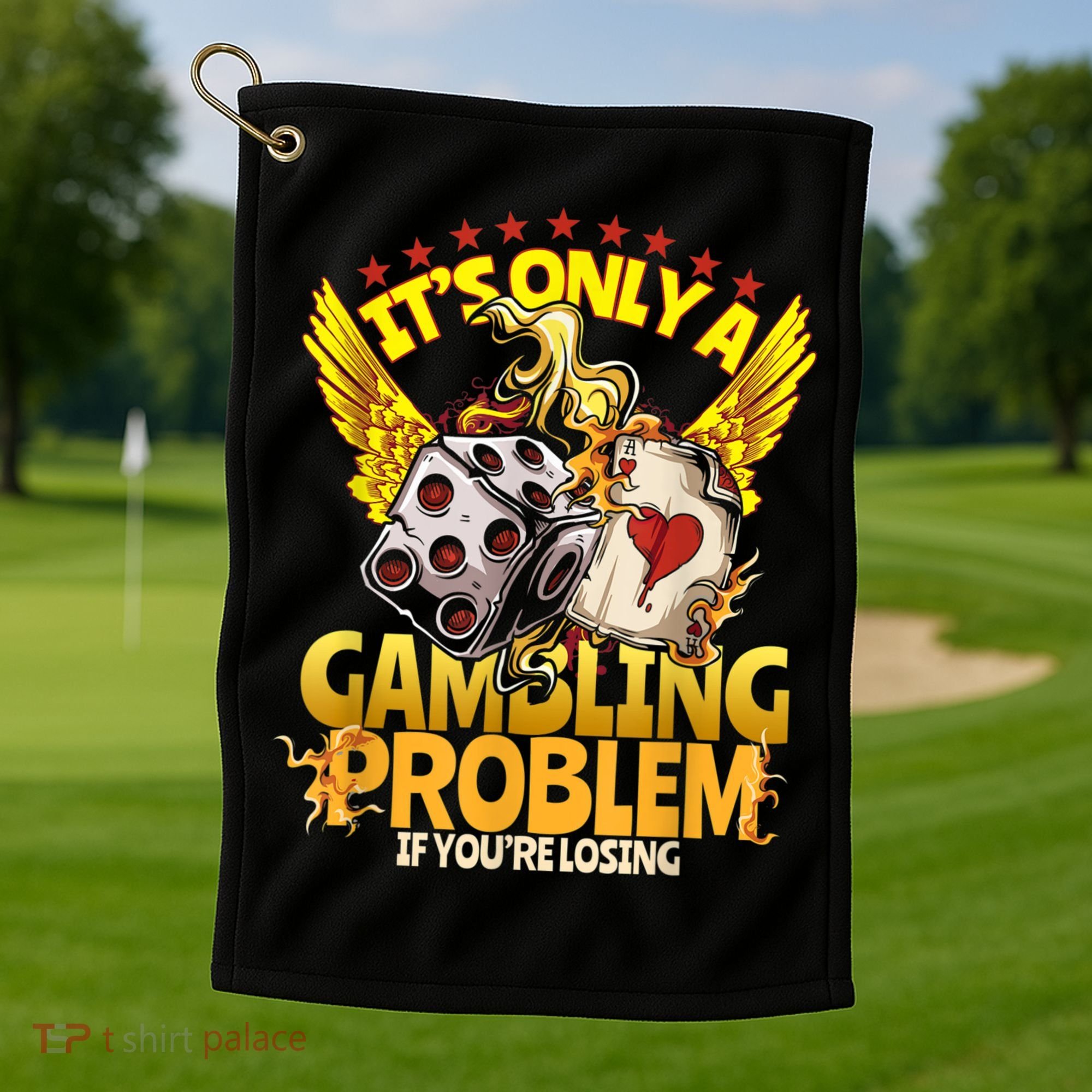 Gambler Funny Casino Gambling Poker Player Golf Towel