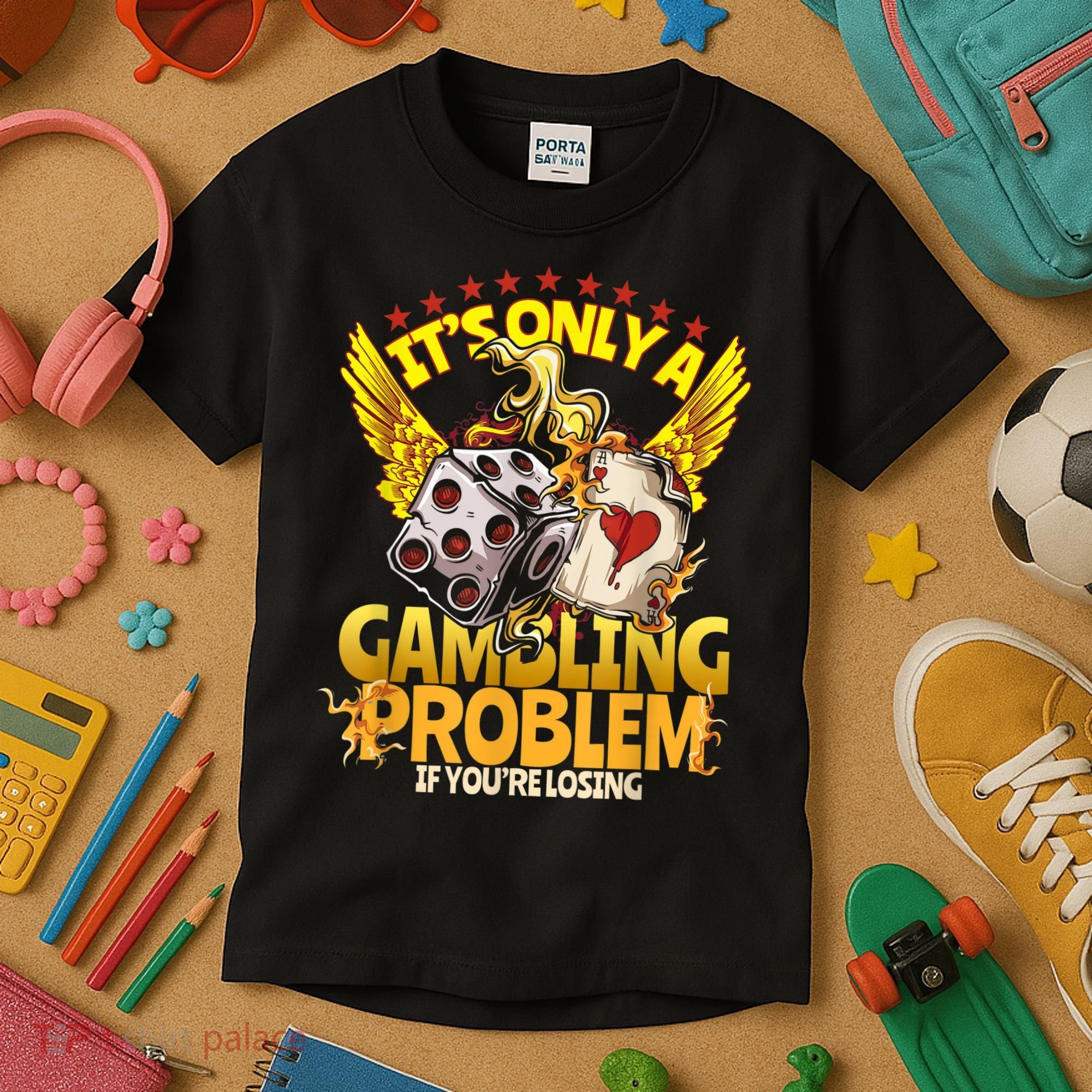 Gambler Funny Casino Gambling Poker Player Kids T-Shirt