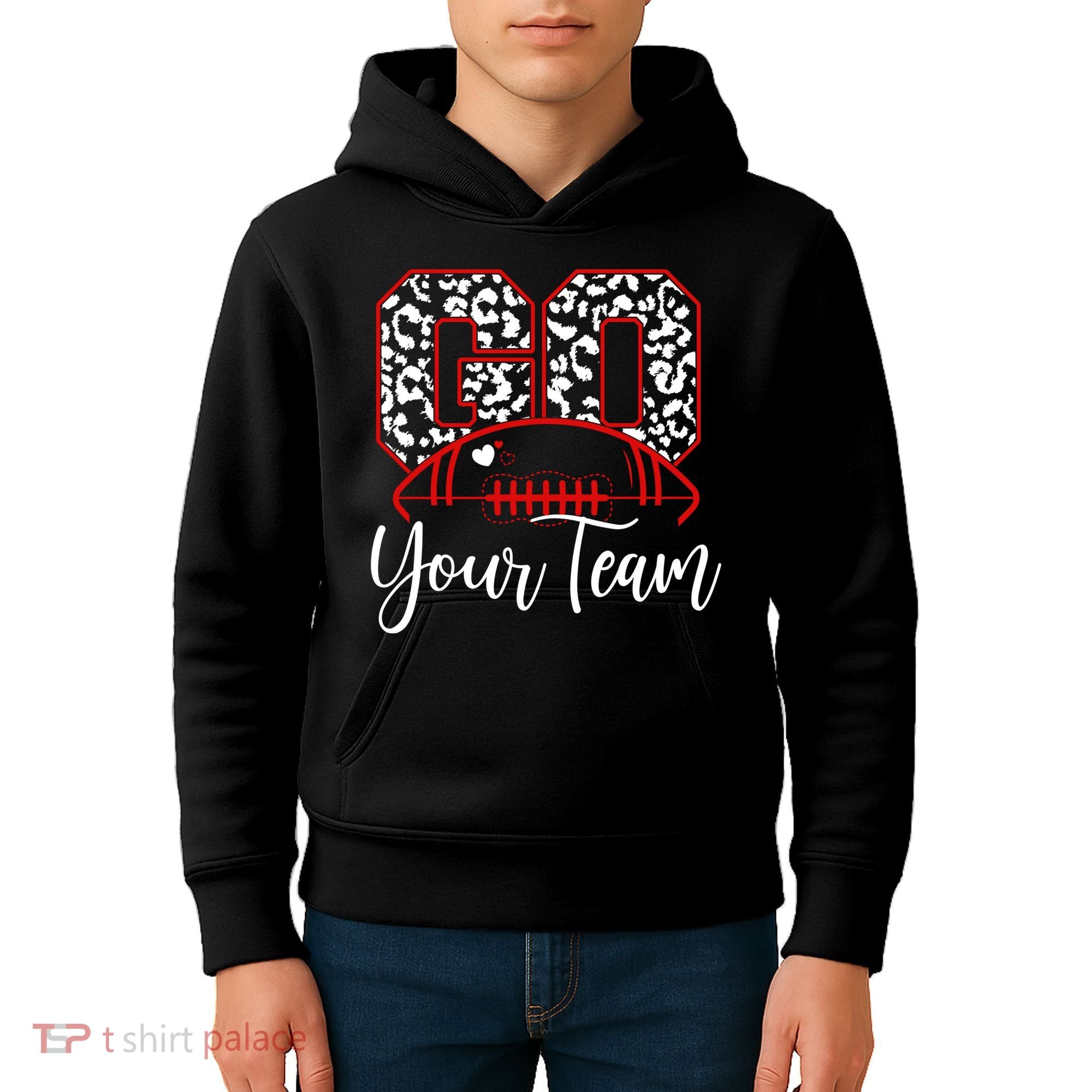 Go Football Custom Team Name Personalized Fan Kids Hoodie
