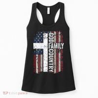 God Family Country Patriotic Christian Cross USA Women's Tank Top thumb 0