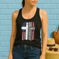 God Family Country Patriotic Christian Cross USA Women's Tank Top thumb 2