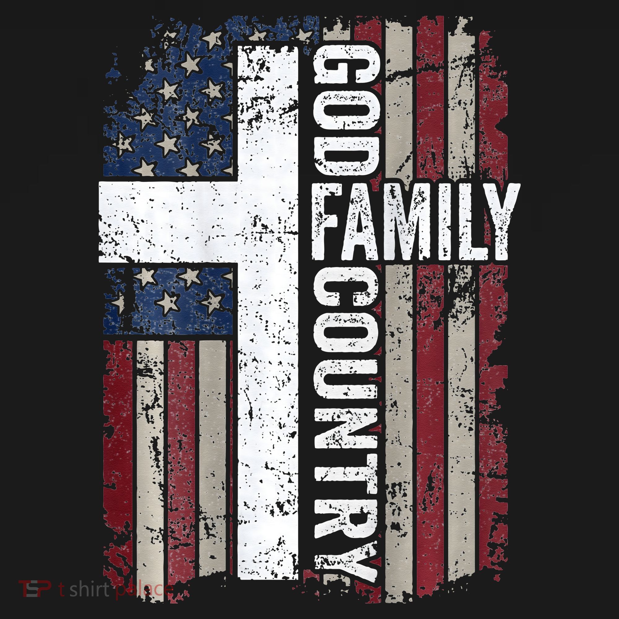 God Family Country Patriotic Christian Cross USA Women's Tank Top