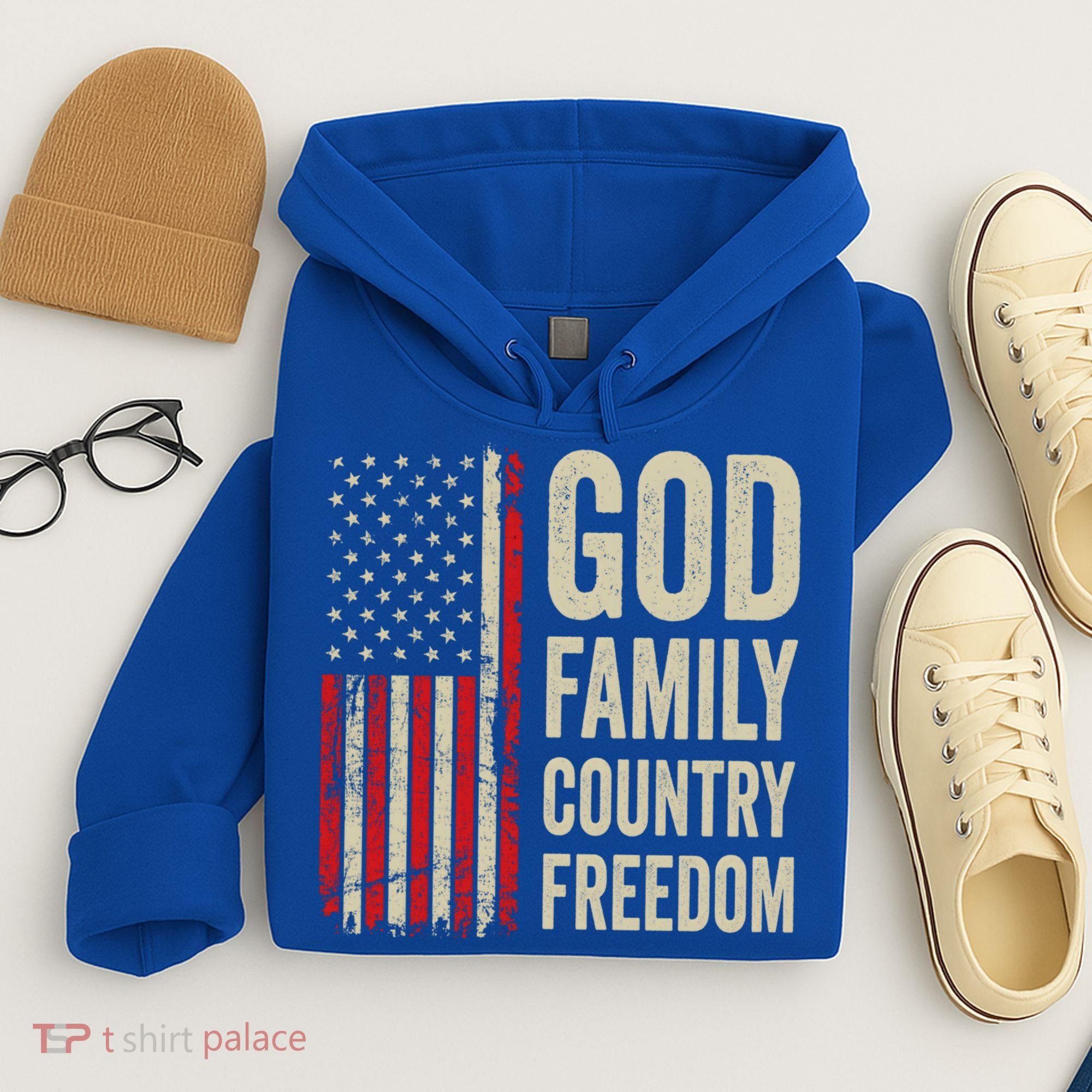 God Family Country Freedom Gift Patriotic Usa Flag Meaningful Gift Hoodie
