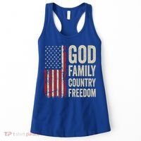 God Family Country Freedom Gift Patriotic Usa Flag Meaningful Gift Women's Tank Top thumb 0