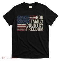 God Family Country Freedom 4th July USA Flag Christian T-Shirt thumb 0